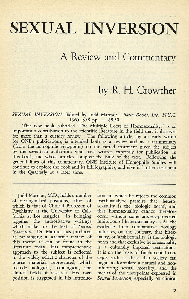 Cover page of Sexual Inversion Review