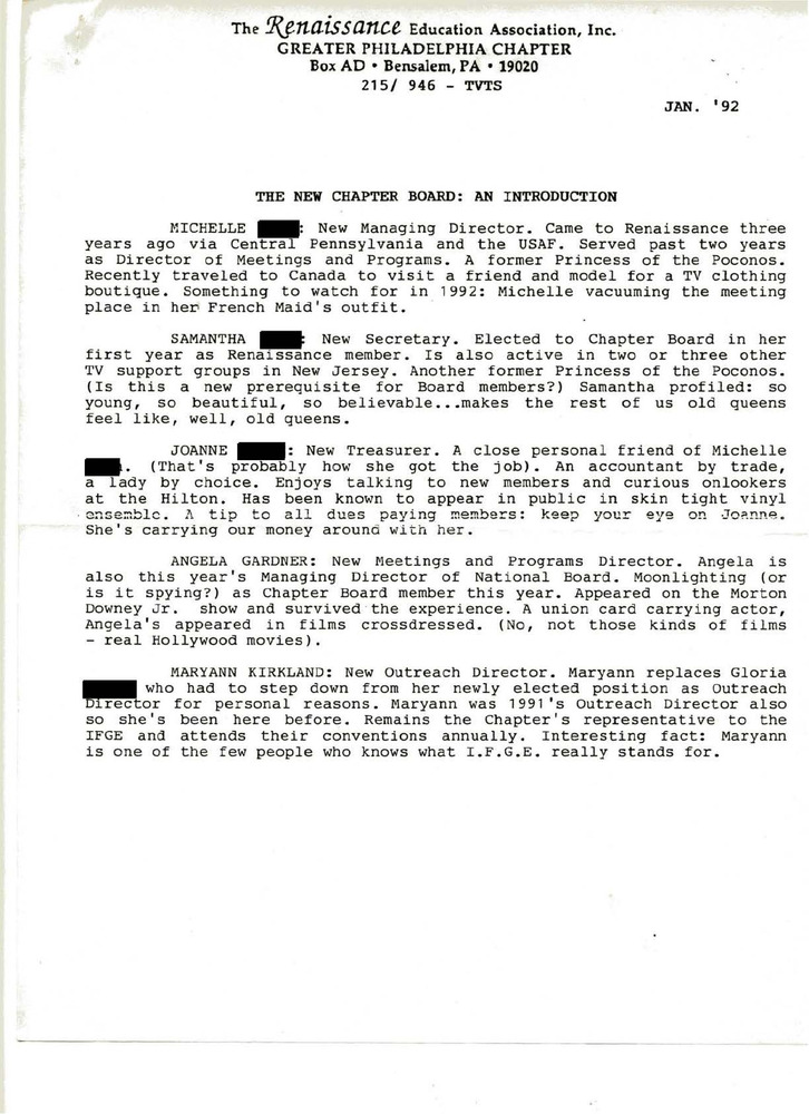 Download the full-sized PDF of Greater Philadelphia Chapter News (January, 1992)