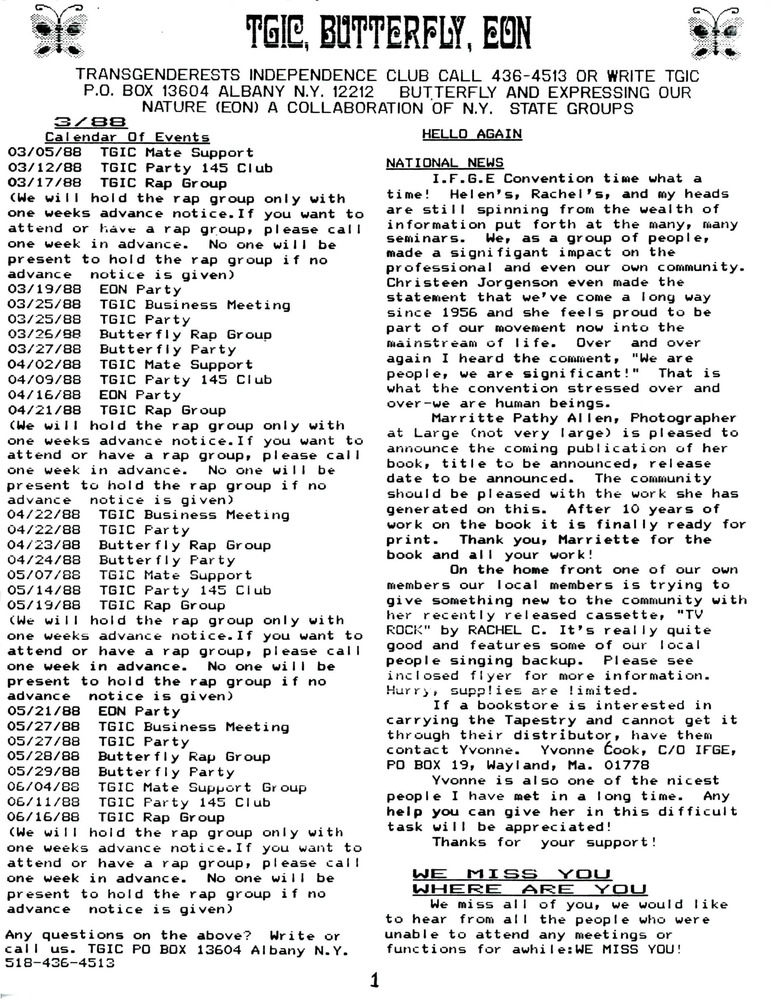 Download the full-sized PDF of TGIC, Butterfly, EON Newsletter (March 1988)
