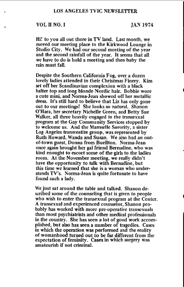Download the full-sized image of Los Angeles,TVIC newsletter, Vol. 2, No. 1, 1974-01