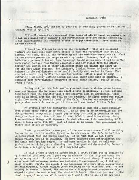 Download the full-sized image of Denise D'Anne's Holiday Letter (1980)