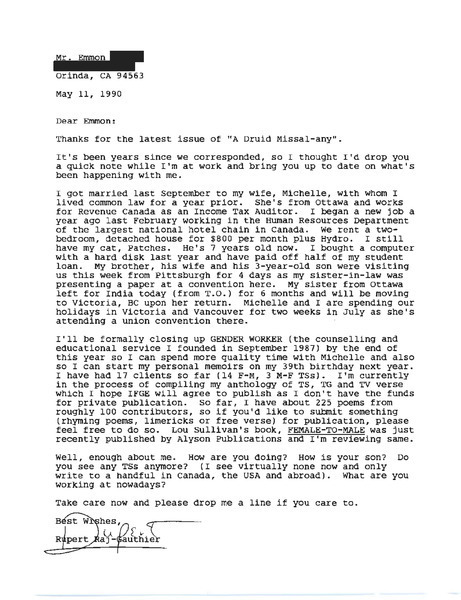 Download the full-sized image of Letter from Rupert Raj to Emmon (May 11, 1990)