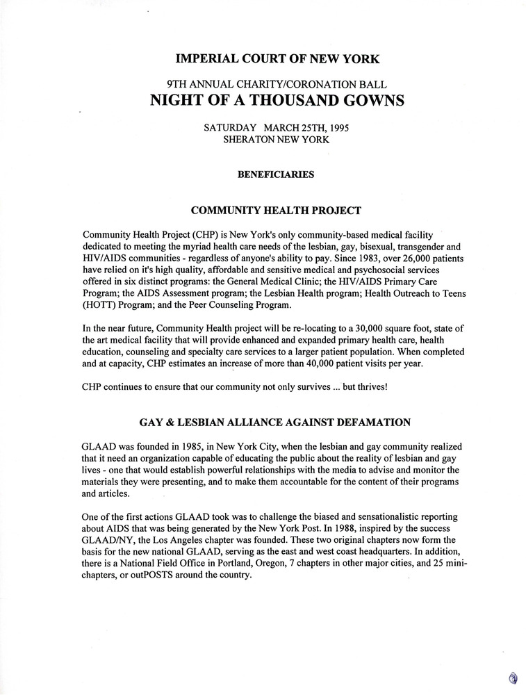 Download the full-sized PDF of Informational Sheet for Night Of A Thousand Gowns