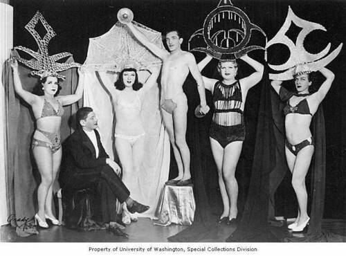 Download the full-sized image of Pepper Cortez, Danny Brown, Jackie Starr, Doc Brenner, Gita Gilmore and the Polish Princess in costume, Jewel Box Revue