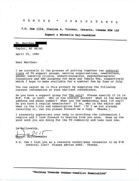 Download the full-sized image of Letter from Rupert Raj to Matthew (April 25, 1990)