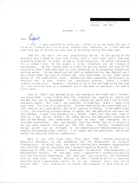 Download the full-sized image of Letter from Susan to Rupert Raj (December 1, 1987)