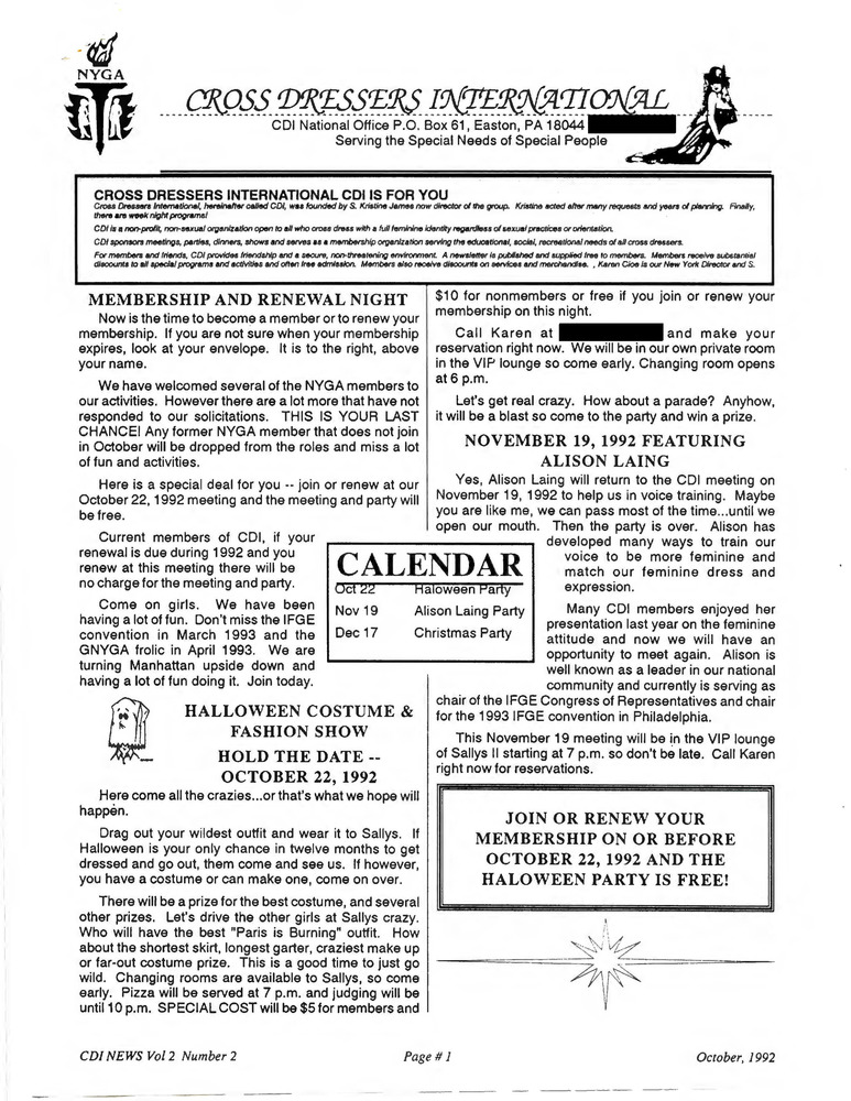 Download the full-sized PDF of Cross Dressers International Vol. 2 No. 2 (October 1992)
