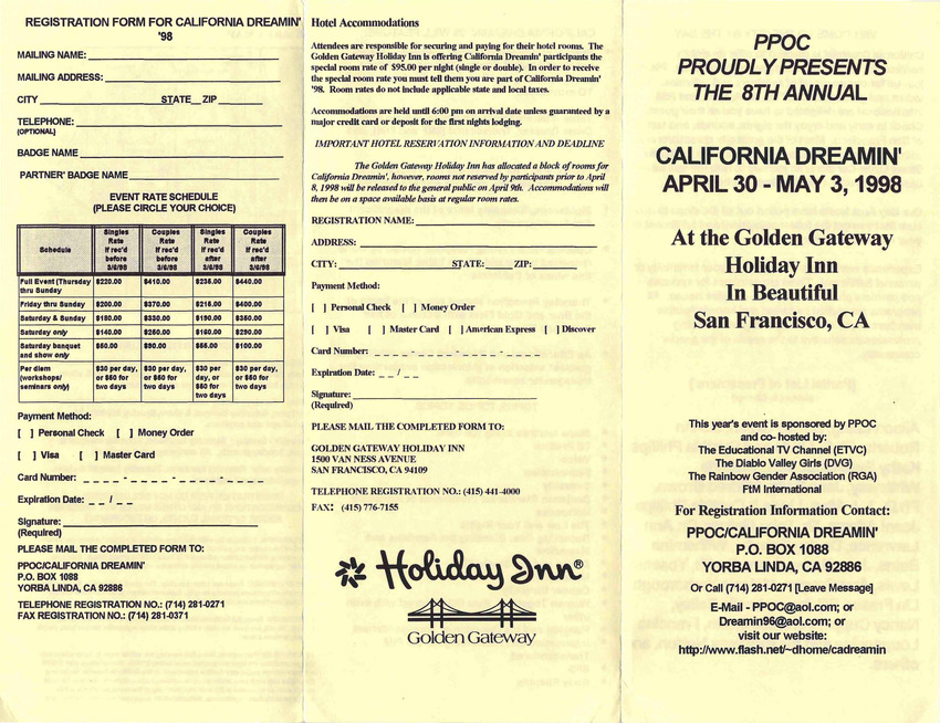 Download the full-sized PDF of PPOC Proudly Presents the 8th Annual California Dreamin' (April 30- May 3, 1998)