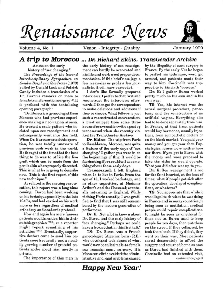 Download the full-sized PDF of Renaissance News, Vol. 4 No. 1 (January 1990)