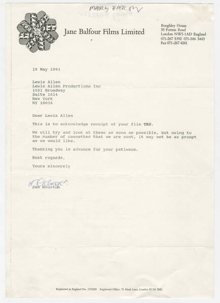 Download the full-sized image of 'Balfour' correspondences for The Queen