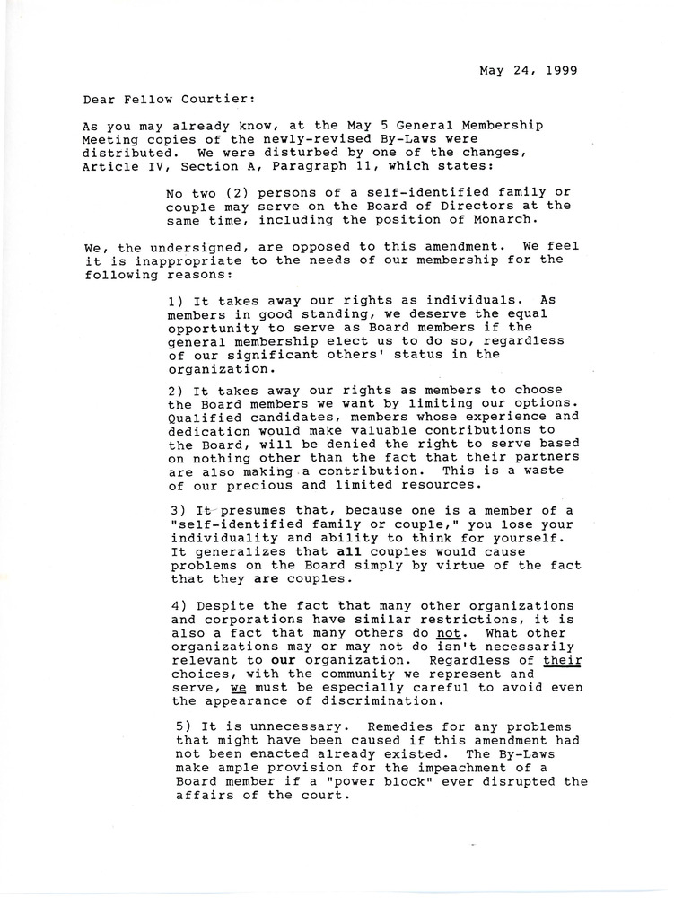 Download the full-sized PDF of The Imperial Court of New York: Letter to ICNY members regarding Article IV, Section 4, Paragraph 11 Amendment