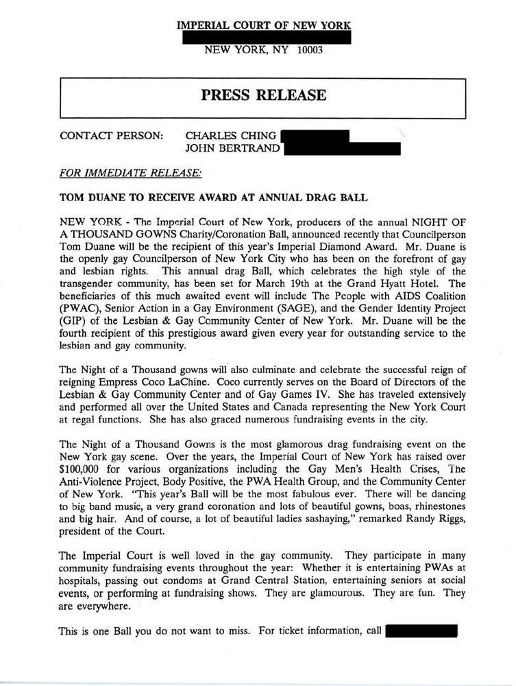 Download the full-sized PDF of Imperial Court of New York Press Releases on Night of a Thousand Gowns