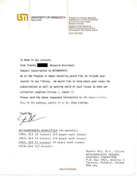 Download the full-sized image of Letter from Timothy Blaeser to Rupert Raj