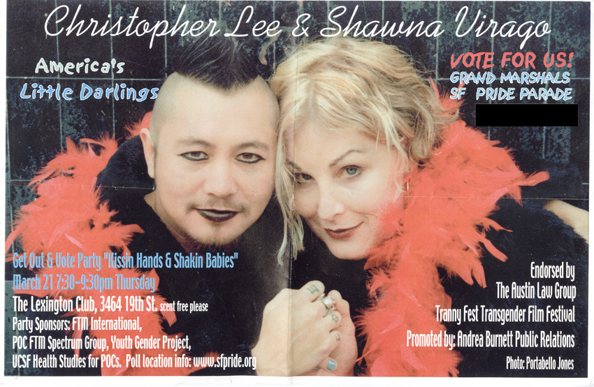 Download the full-sized PDF of Christopher Lee and Shawna Virago pride parade grand marshal flyer