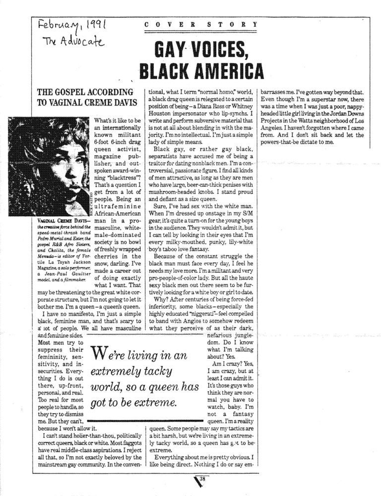 Download the full-sized PDF of Vaginal Creme Davis Cover Story for the Advocate