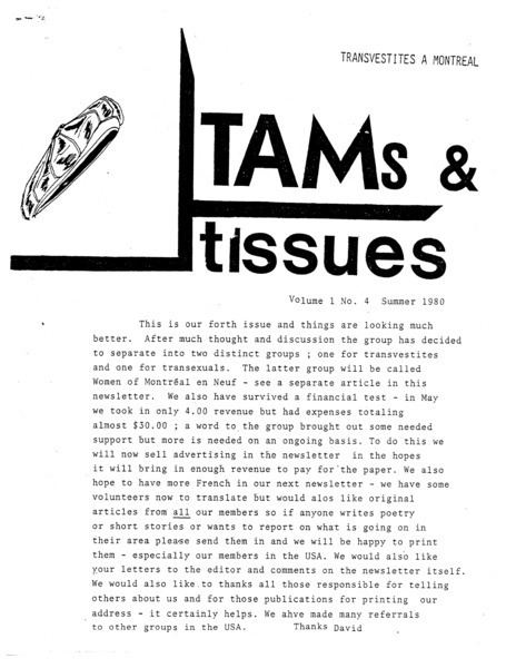 Download the full-sized image of TAMs & Tissues Vol. 1 No. 4 (Summer 1980)
