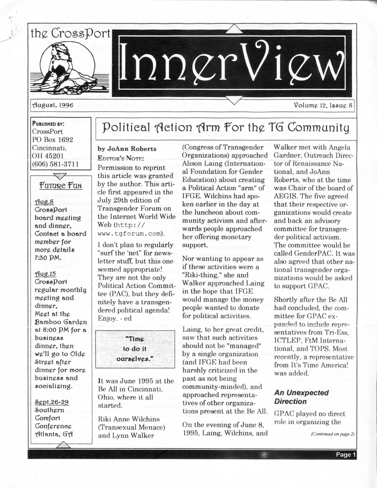Download the full-sized PDF of Cross-Port InnerView, Vol. 12 No. 8 (August, 1996)