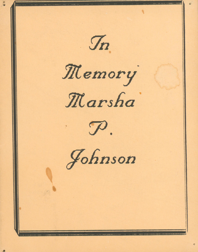 Download the full-sized PDF of In Memory of Marsha P. Johnson