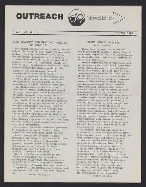 Download the full-sized image of Outreach Newsletter Vol. 6 No. 1 (1982)