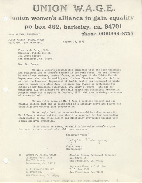 Download the full-sized image of Union WAGE Letter of Support