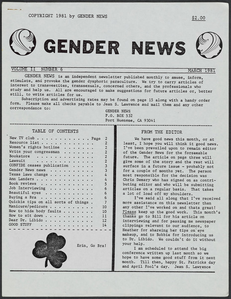Download the full-sized image of Gender News Vol. 2, No. 6