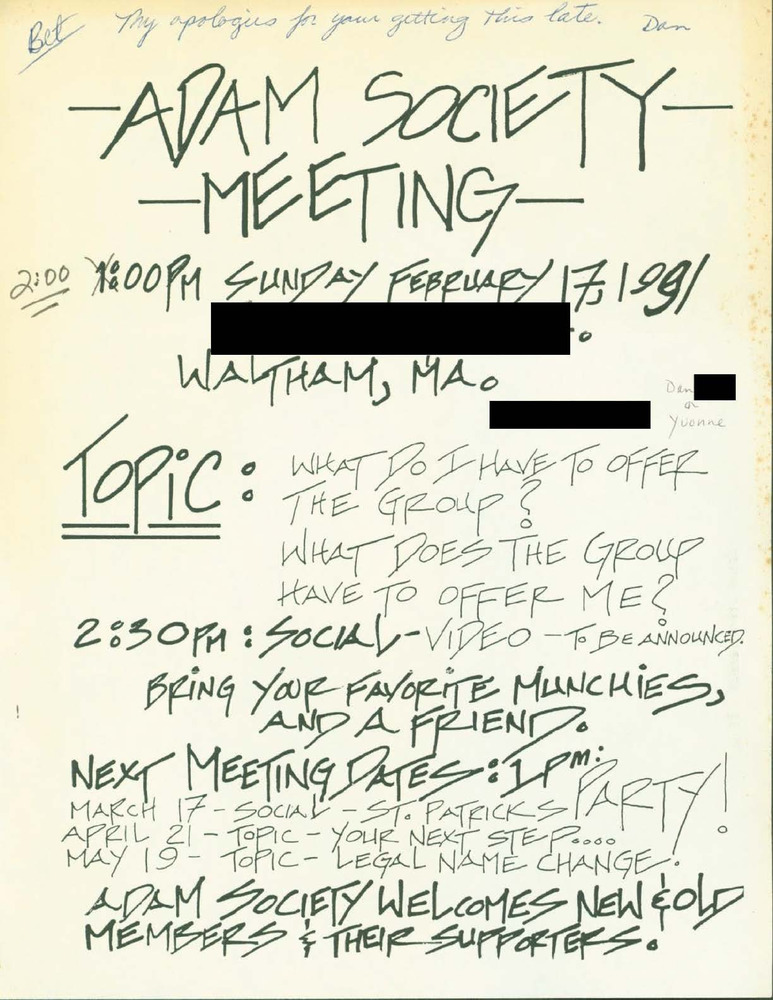 Download the full-sized PDF of Adam Society Meeting (February, 1991)