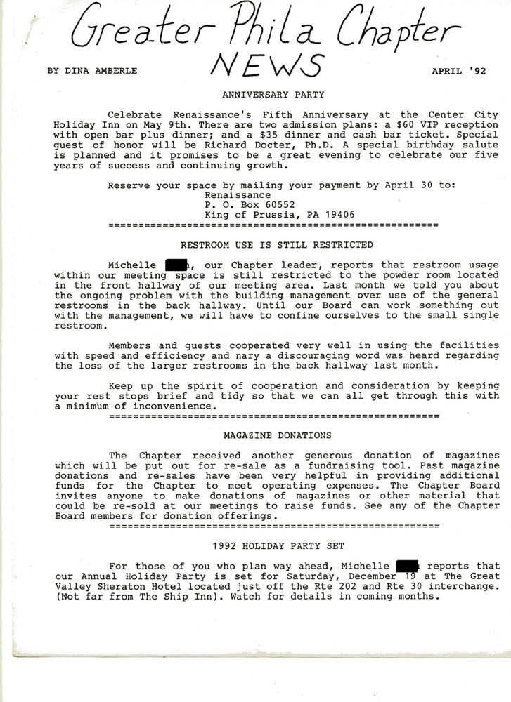 Download the full-sized PDF of Greater Philadelphia Chapter (April, 1992)