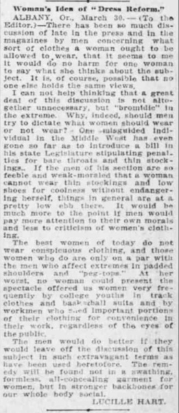 Download the full-sized image of "Woman's Idea of Dress Reform"