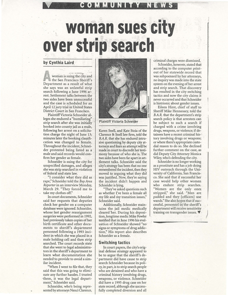 Download the full-sized PDF of Woman sues city over strip search