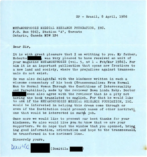 Download the full-sized image of Letter from Domitila Farina to Rupert Raj (April 8, 1986)