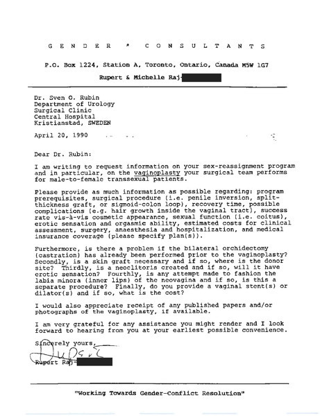 Download the full-sized PDF of Letter from Rupert Raj to Dr. Sven O. Rubin (April 20, 1990)