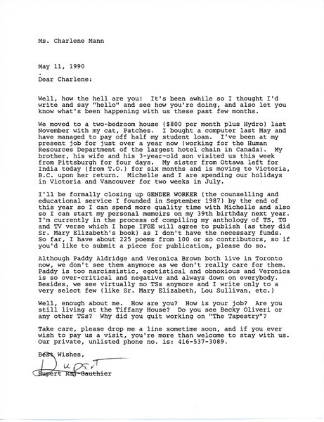 Download the full-sized image of Letter from Rupert Raj to Charlene Mann (May 11, 1990)