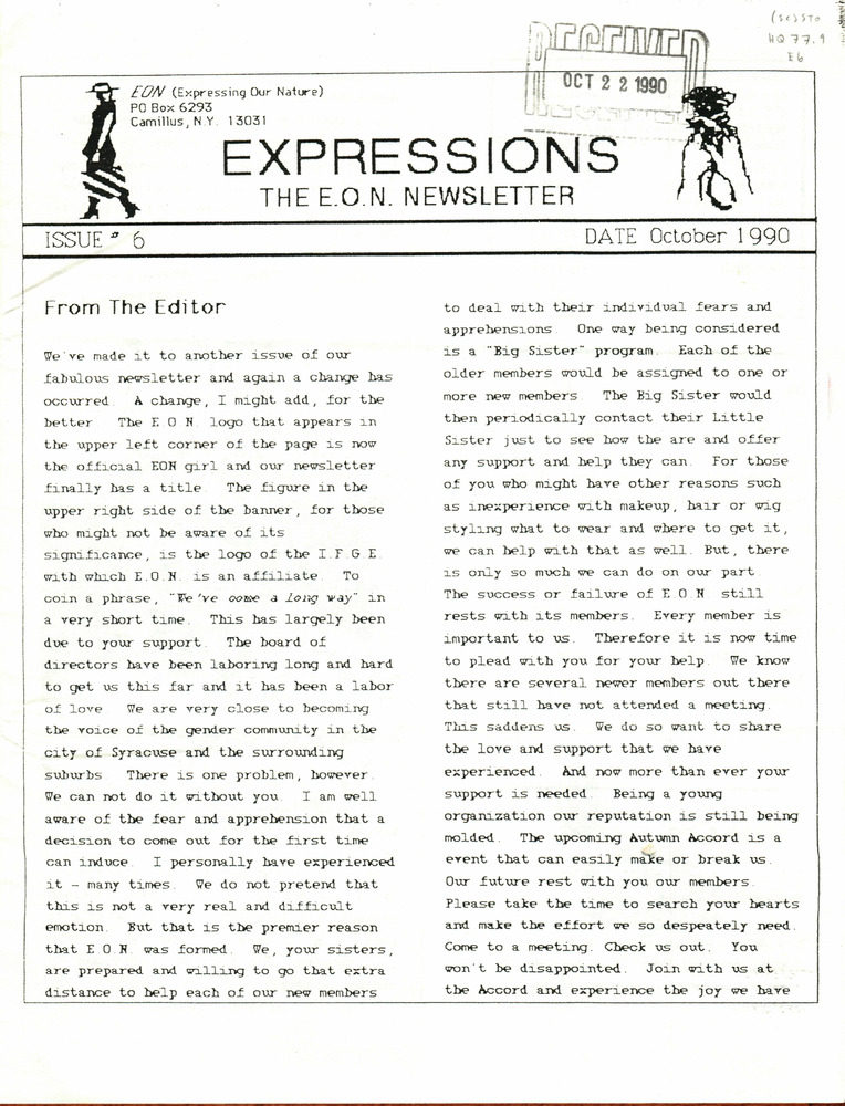Download the full-sized PDF of Expressions: The EON Newsletter (October, 1990)