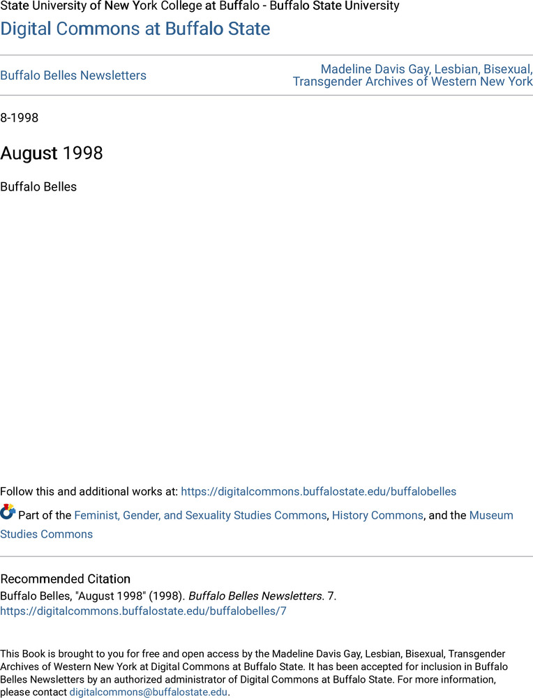 Download the full-sized PDF of Buffalo Belles Vol. 7 No. 8 (August, 1998)