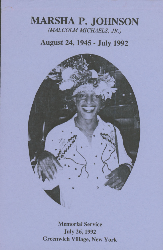 Download the full-sized PDF of Marsha P. Johnson Memorial Service Program