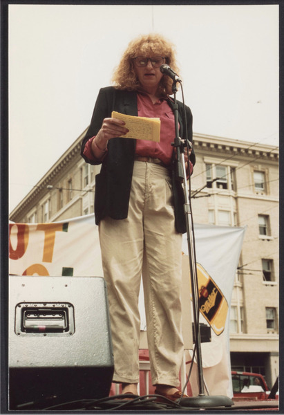 Download the full-sized image of Educational Transvestite Channel speaker at Gay Freedom Day, 1992