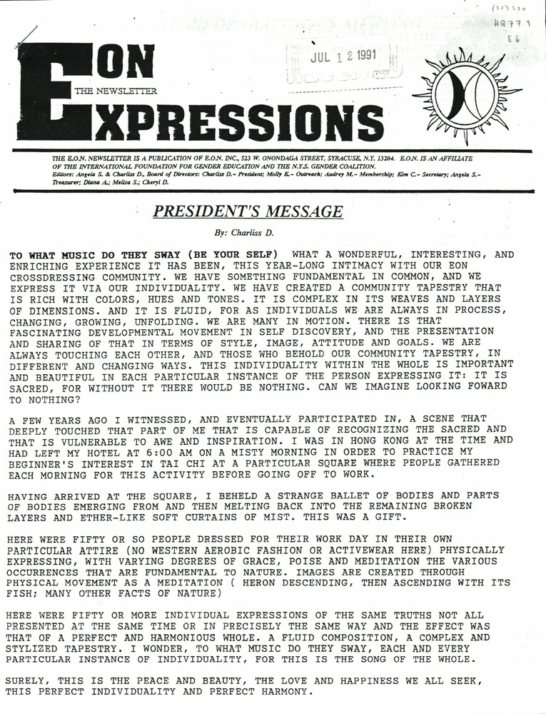 Download the full-sized PDF of Expressions: The EON Newsletter (July, 1991)
