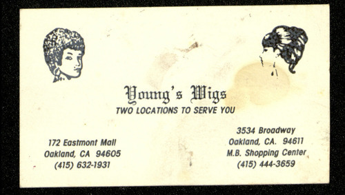 Download the full-sized image of Young's Wigs Business Card