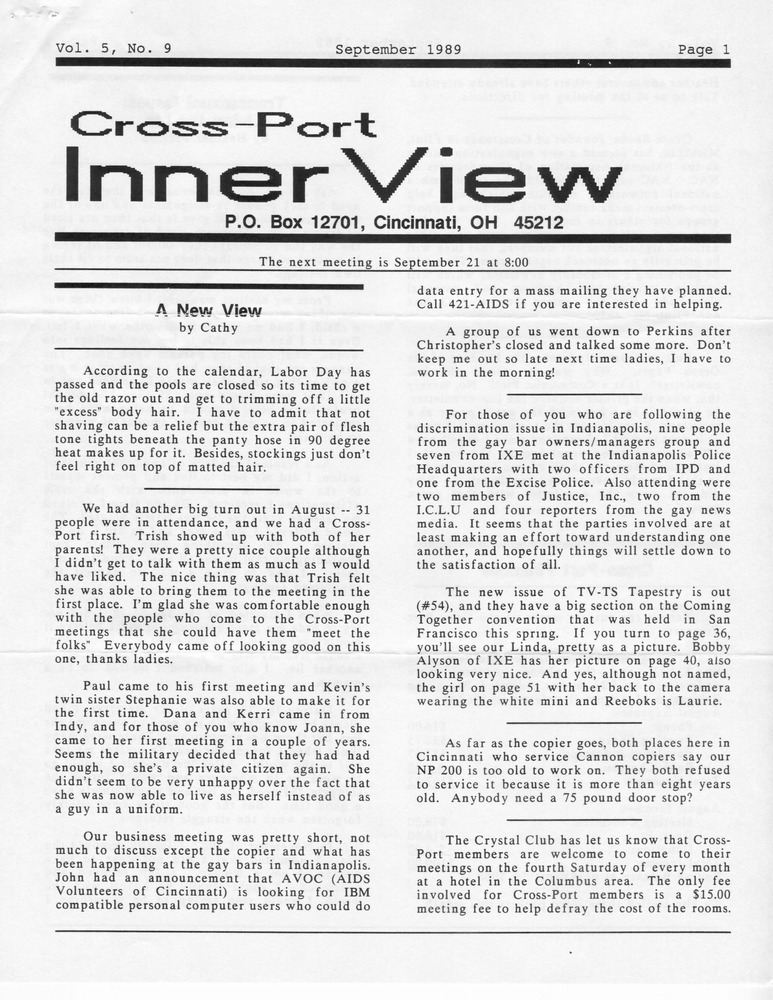 Download the full-sized PDF of Cross-Port InnerView, Vol. 5 No. 9 (September, 1989)
