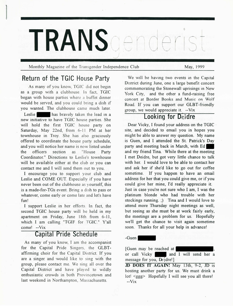 Download the full-sized PDF of The Transgenderist (May, 1999)