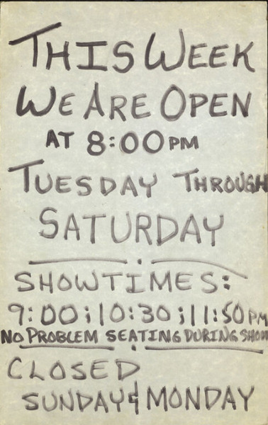 Download the full-sized image of Finocchio's Hours of Operation Sign