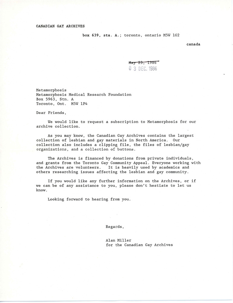 Download the full-sized PDF of Letter from Alan Miller (December 3, 1986)