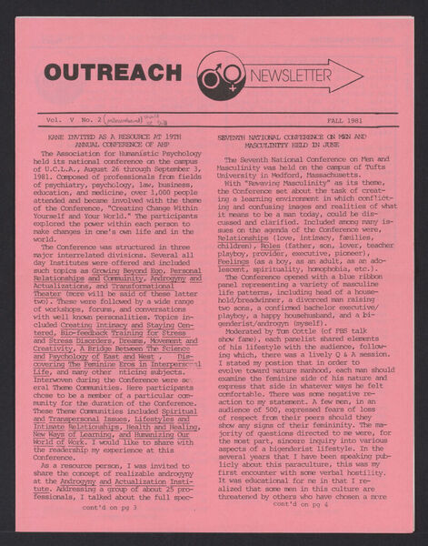 Download the full-sized image of Outreach Newsletter Vol. 5 No. 4 (1981)
