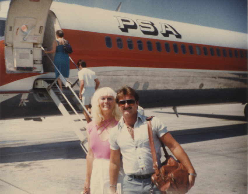 Download the full-sized image of Vicki Marlane and Bobby Outside Airplane