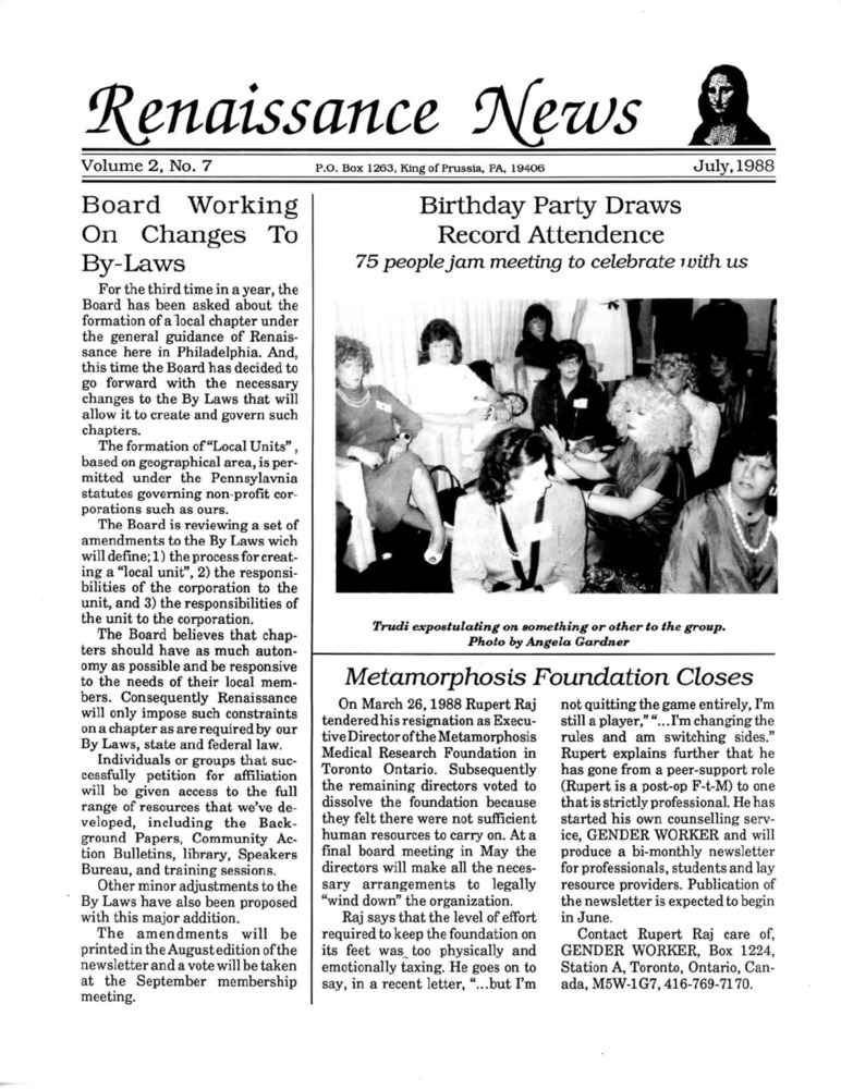 Download the full-sized PDF of Renaissance News, Vol. 2 No. 7 (July 1988)