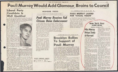 Download the full-sized image of Collection of Pauli Murray Newspaper Clippings from 1949