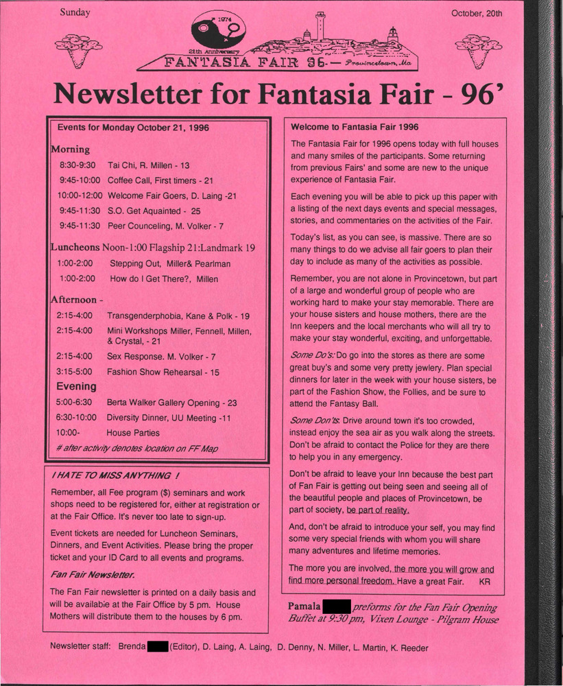 Download the full-sized PDF of Newsletter for Fantasia Fair - 96' (October 20,1996)