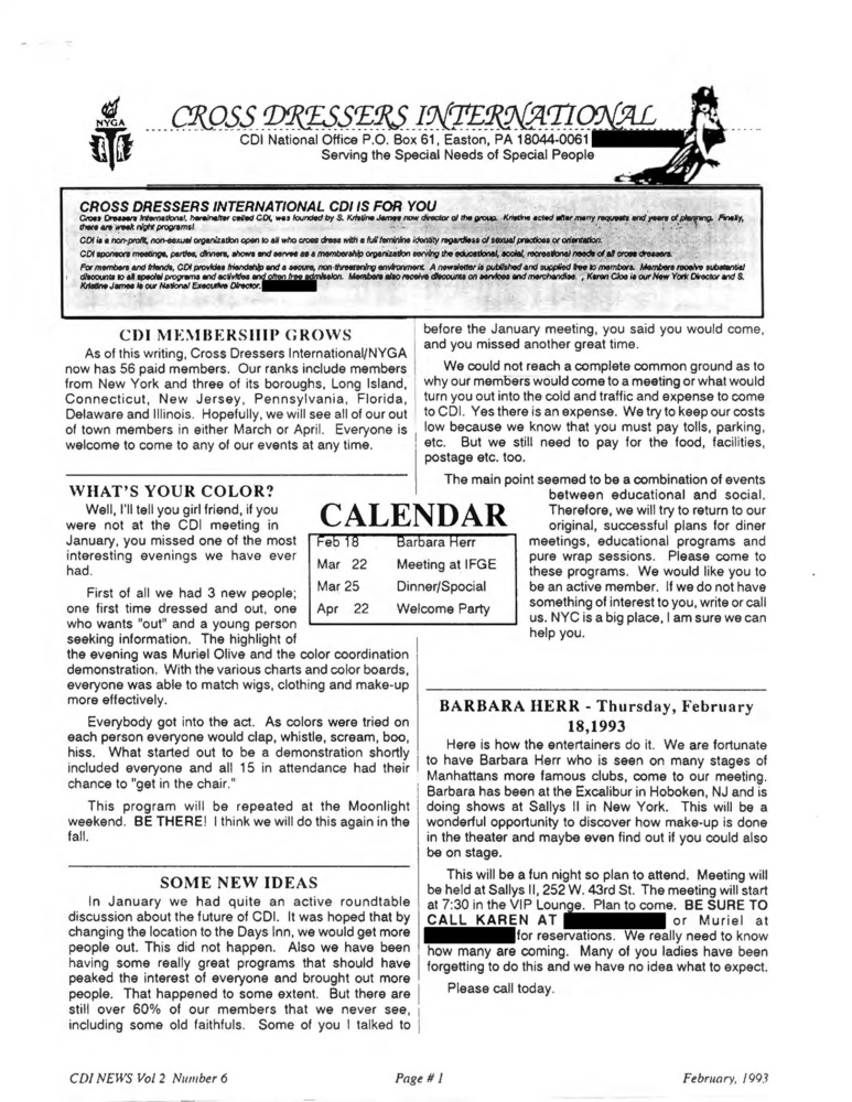 Download the full-sized PDF of Cross Dressers International Vol. 2 No. 6 (February 1993)