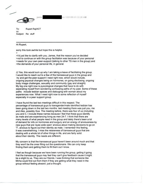 Download the full-sized image of Email Exchange between Jamie and Rupert Raj (December 1, 1999)
