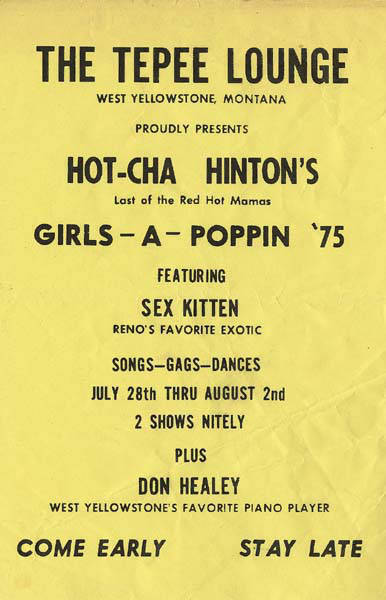 Download the full-sized image of Handbill advertising Hot-Cha (Hotcha) Hinton's Girl's-A-Poppin '75